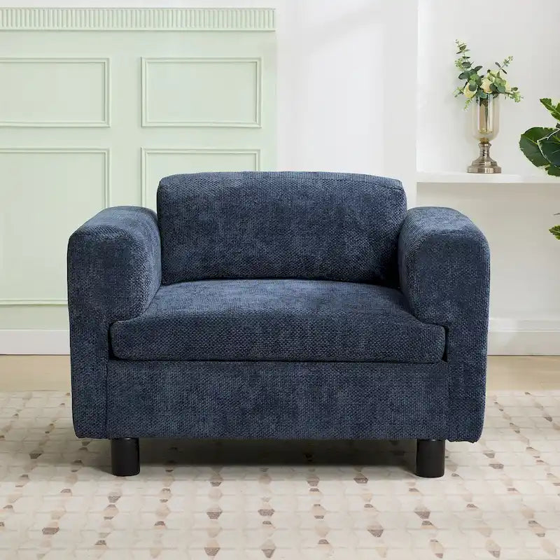 Fauteuil d'appoint en velours tissé avec coussin haute densité