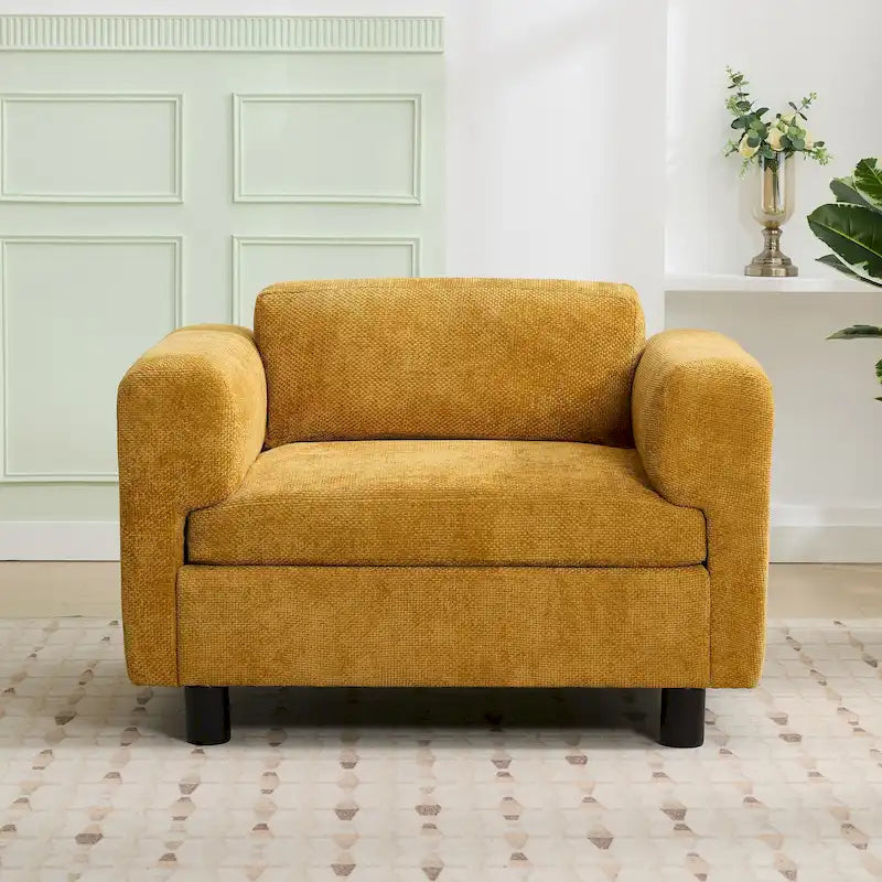 Fauteuil d'appoint en velours tissé avec coussin haute densité