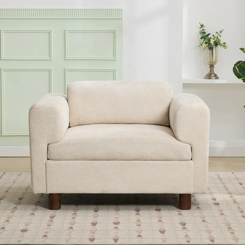 Fauteuil d'appoint en velours tissé avec coussin haute densité