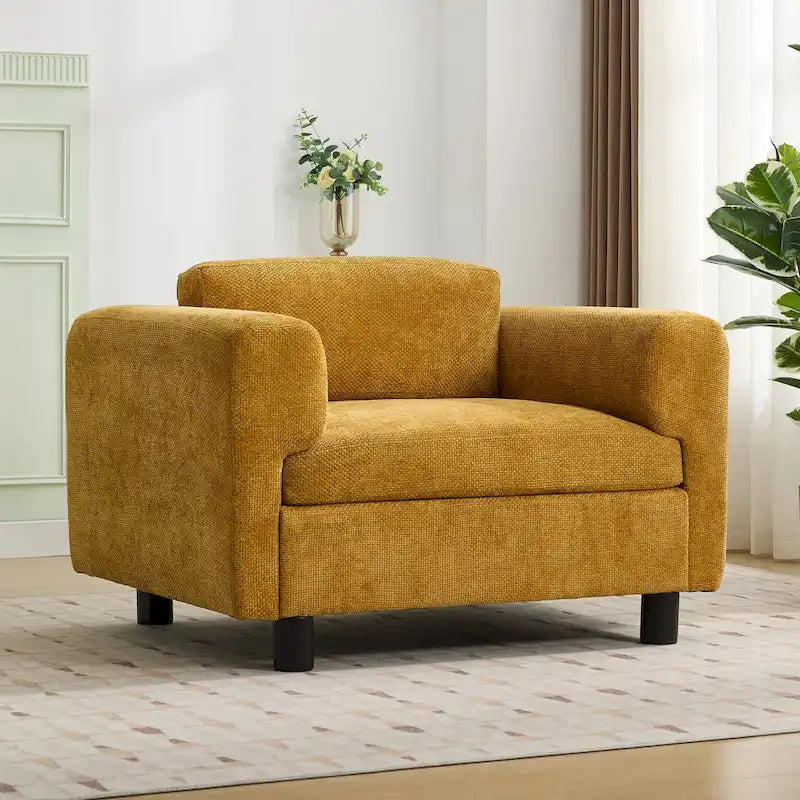 Fauteuil d'appoint en velours tissé avec coussin haute densité