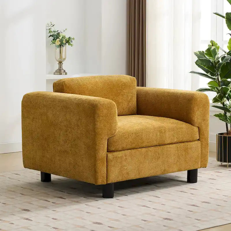 Fauteuil d'appoint en velours tissé avec coussin haute densité