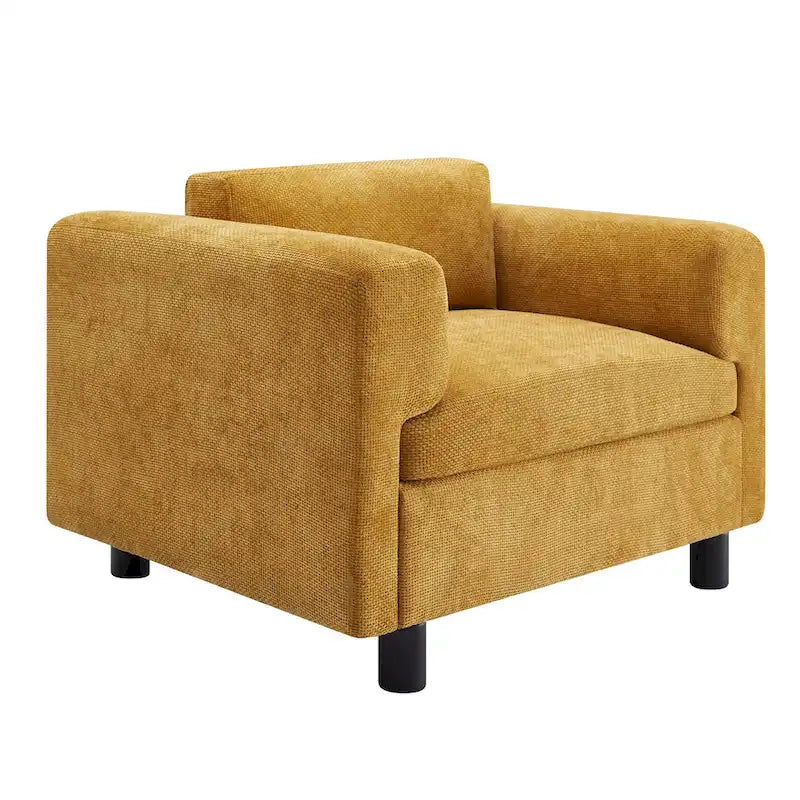 Fauteuil d'appoint en velours tissé avec coussin haute densité