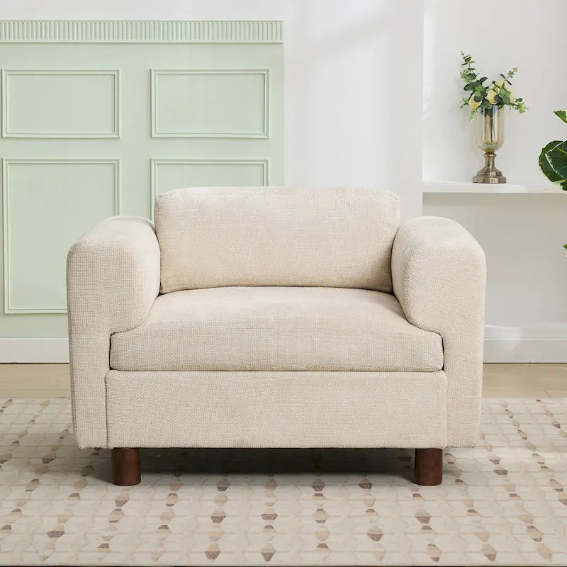 Fauteuil d'appoint en velours tissé avec coussin haute densité
