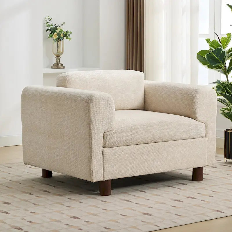 Fauteuil d'appoint en velours tissé avec coussin haute densité