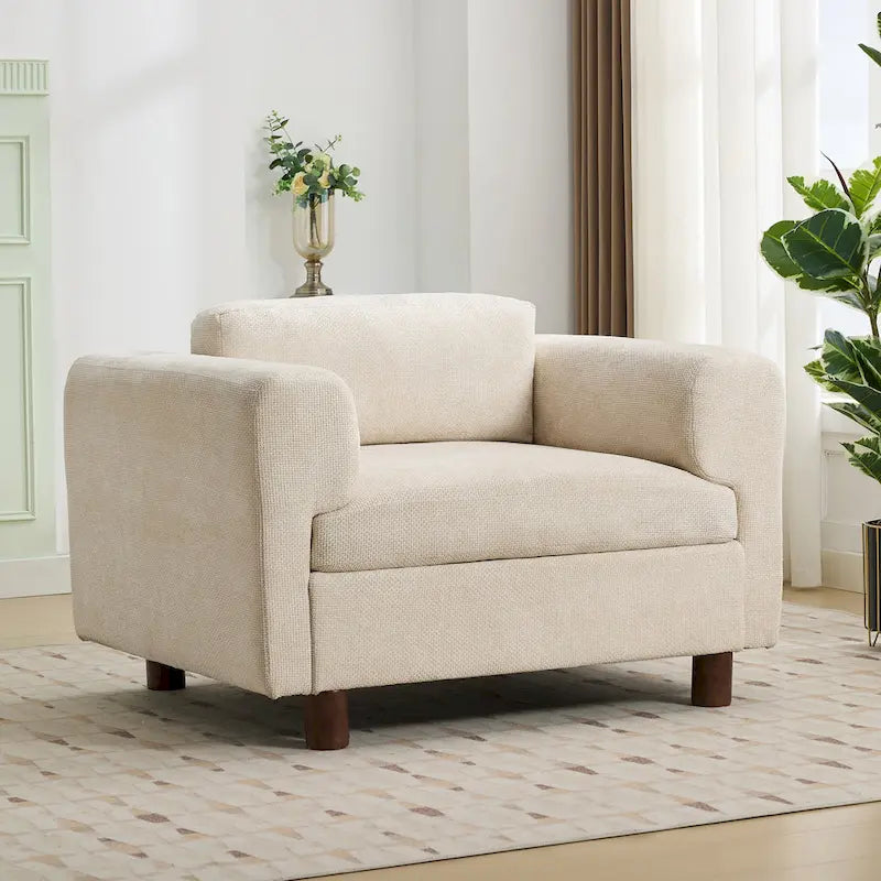 Fauteuil d'appoint en velours tissé avec coussin haute densité