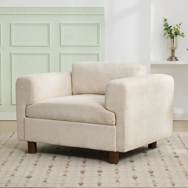 Fauteuil d'appoint en velours tissé avec coussin haute densité