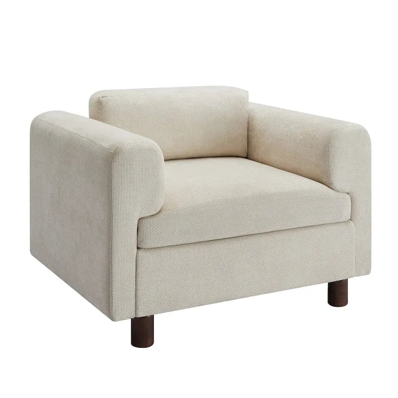 Fauteuil d'appoint en velours tissé avec coussin haute densité