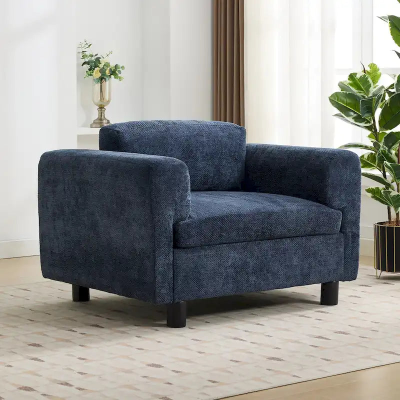 Fauteuil d'appoint en velours tissé avec coussin haute densité