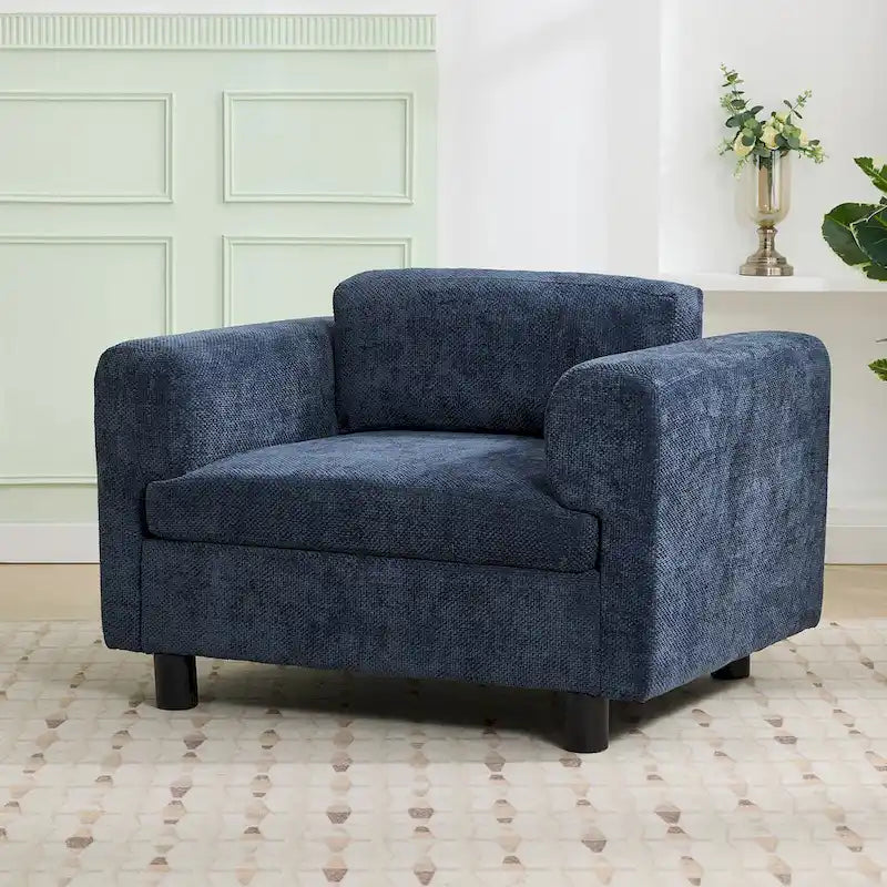 Fauteuil d'appoint en velours tissé avec coussin haute densité