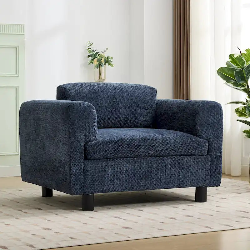 Fauteuil d'appoint en velours tissé avec coussin haute densité