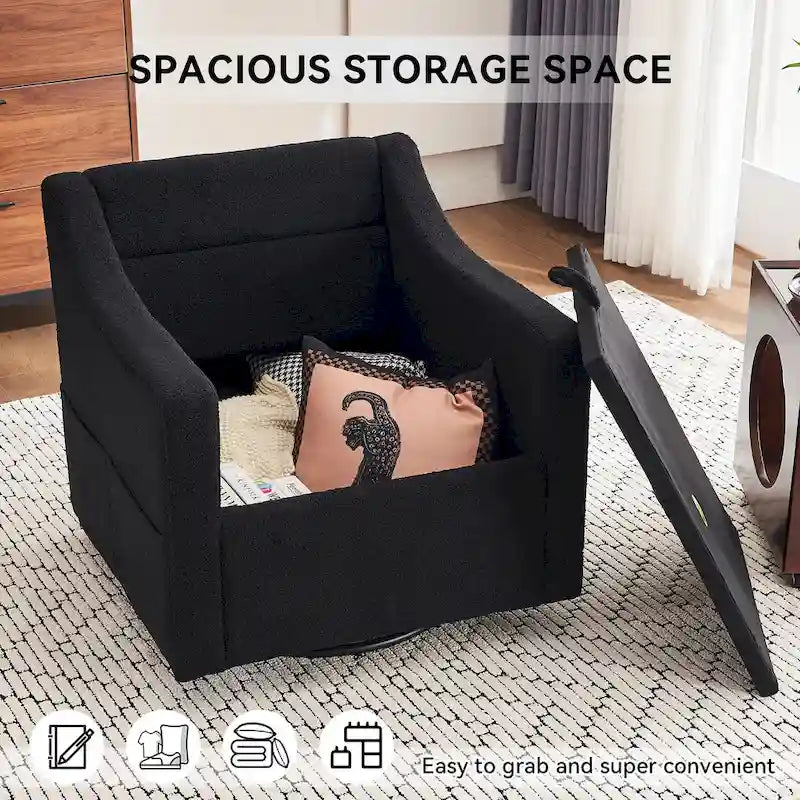 Fauteuil d'appoint moderne en lin avec base pivotante à 360° et clous décoratifs