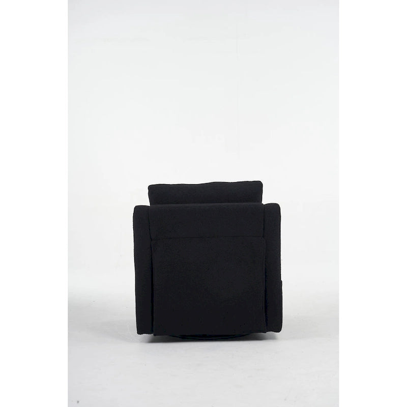 Fauteuil d'appoint moderne en lin avec base pivotante à 360° et clous décoratifs