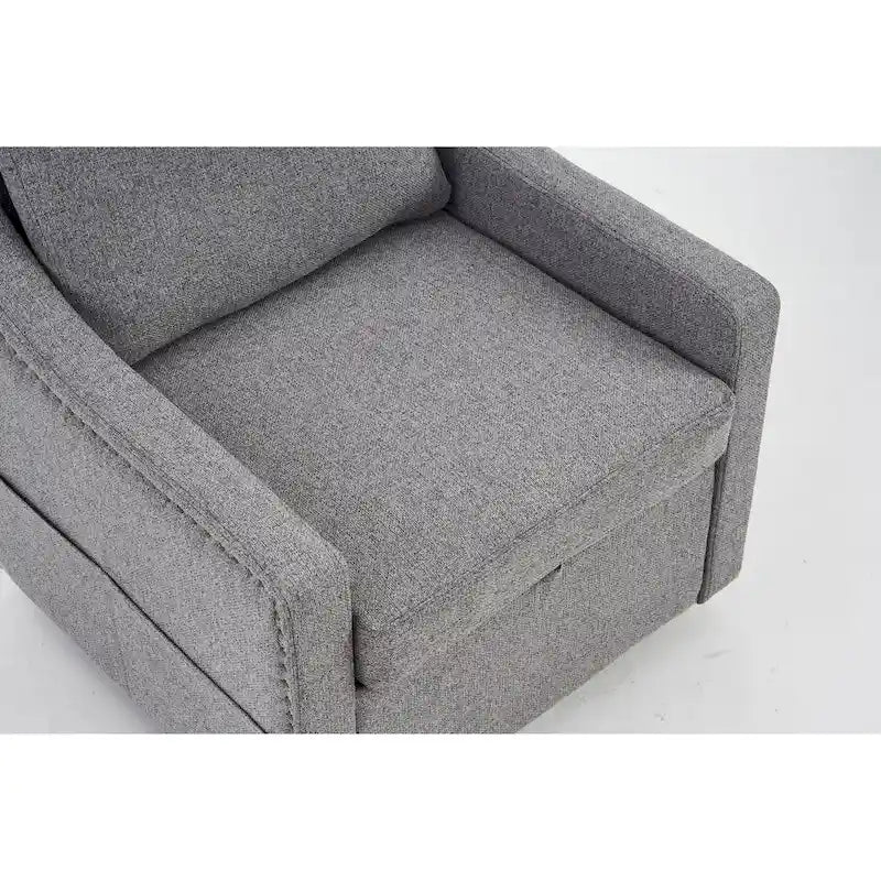 Fauteuil d'appoint moderne en lin avec base pivotante à 360° et clous décoratifs