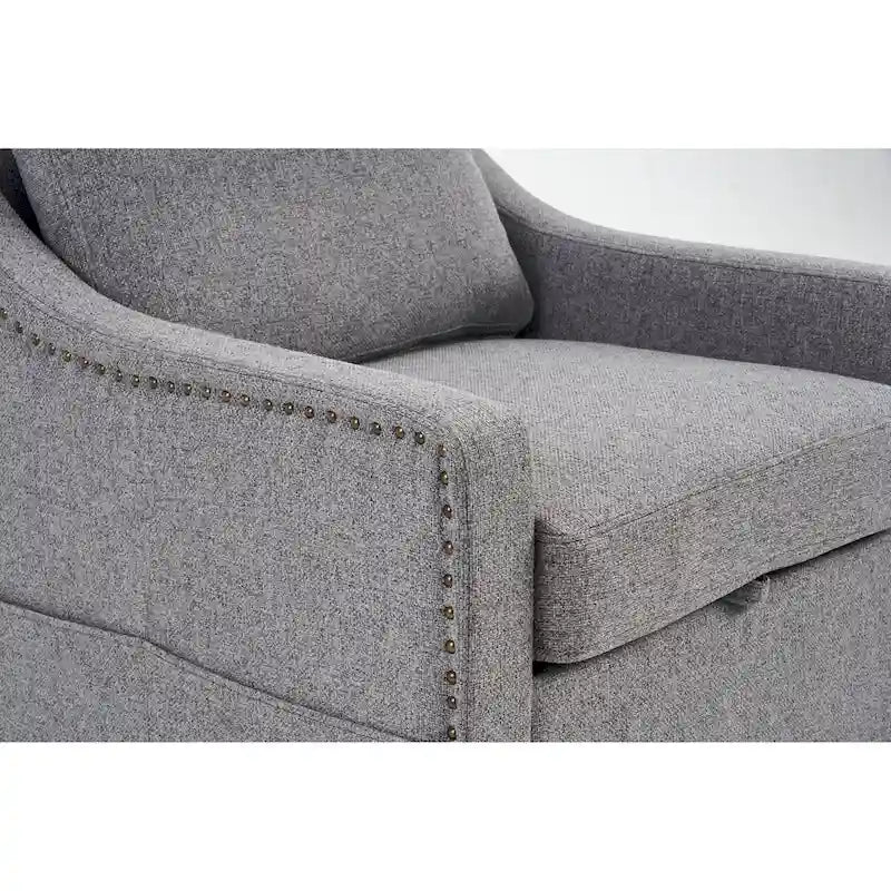 Fauteuil d'appoint moderne en lin avec base pivotante à 360° et clous décoratifs