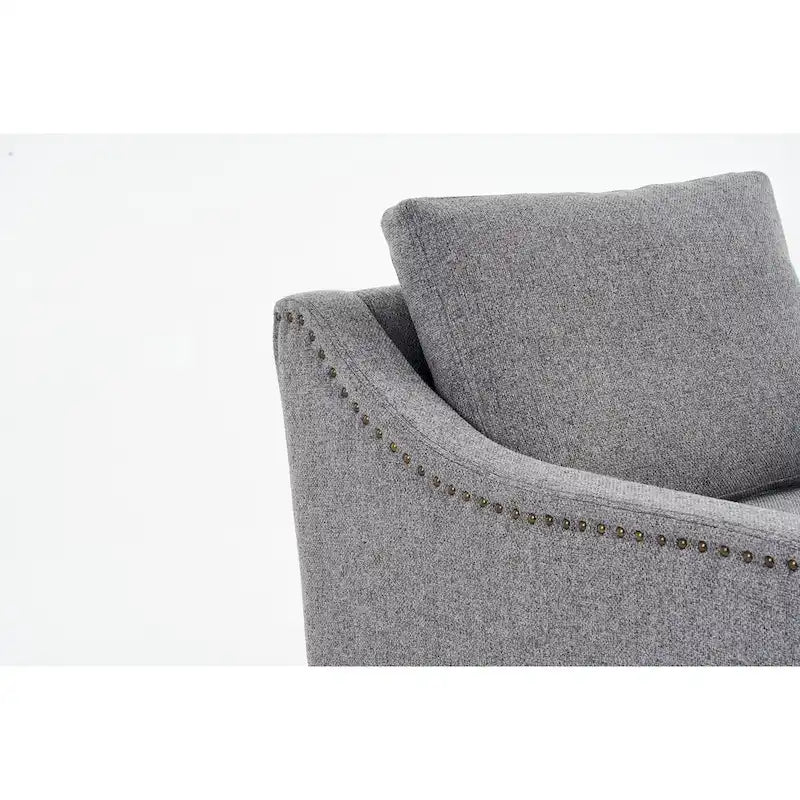 Fauteuil d'appoint moderne en lin avec base pivotante à 360° et clous décoratifs