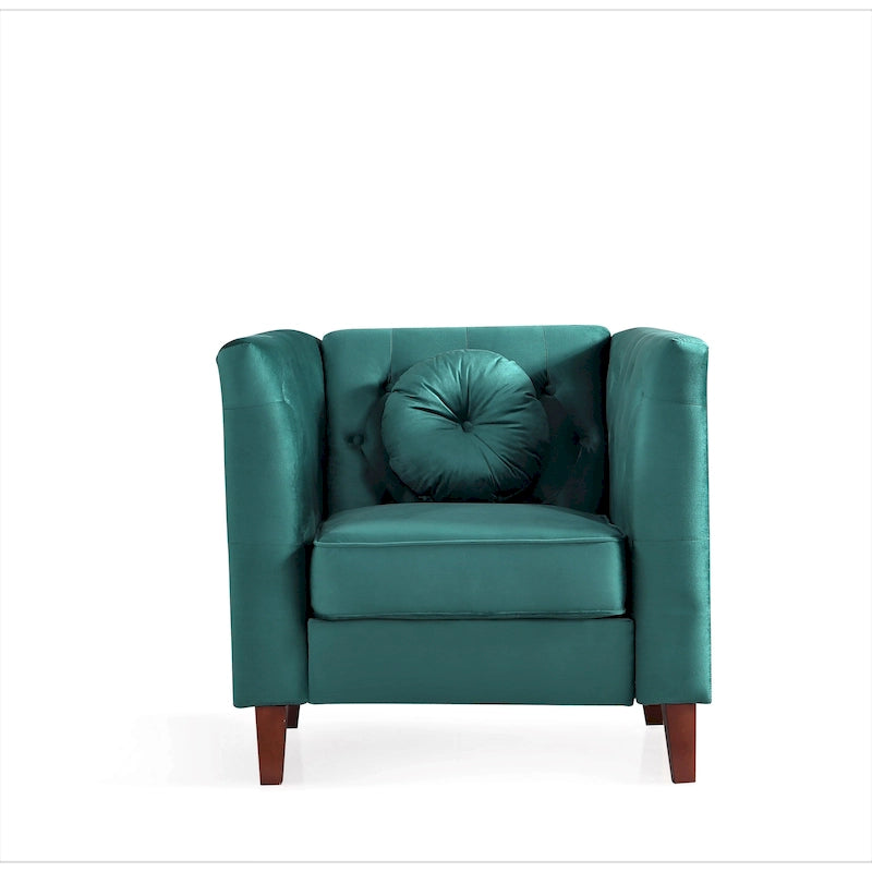 Chaise classique en velours avec pieds en bois