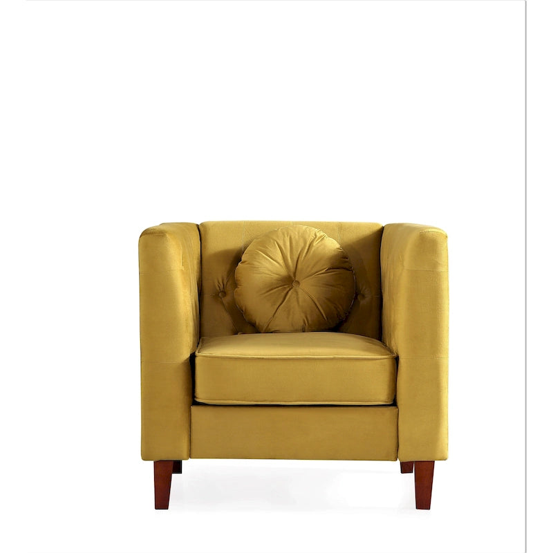Chaise classique en velours avec pieds en bois