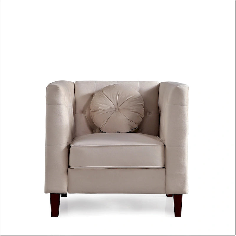 Chaise classique en velours avec pieds en bois