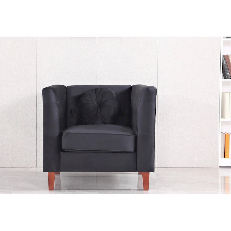 Chaise classique en velours avec pieds en bois