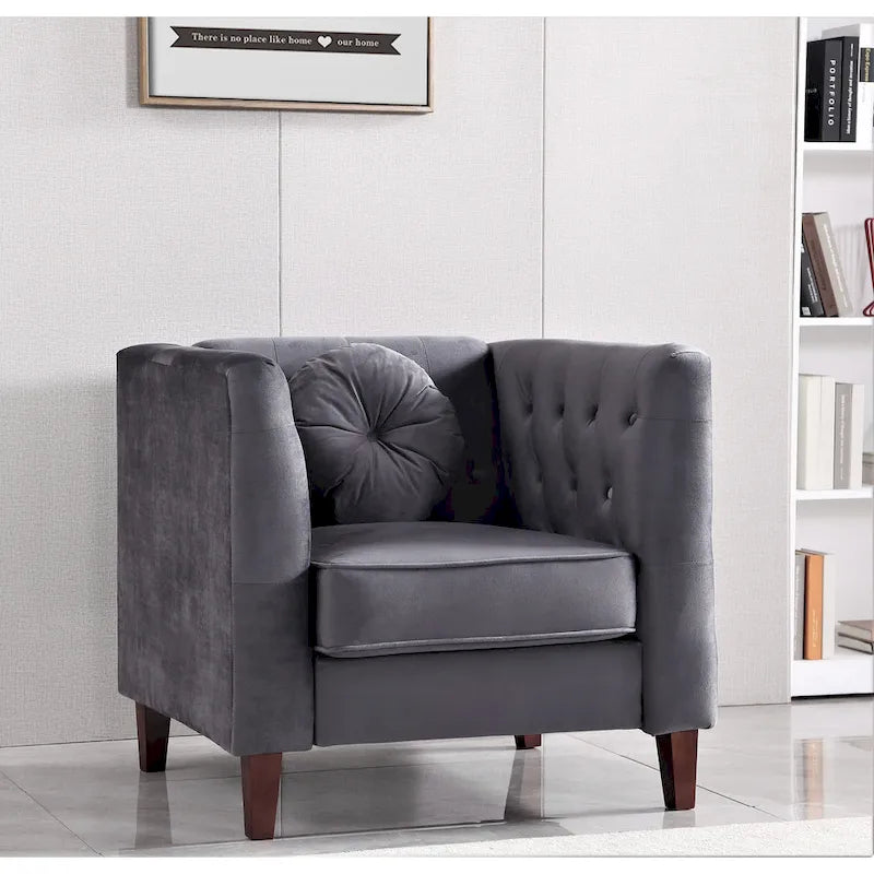 Chaise classique en velours avec pieds en bois