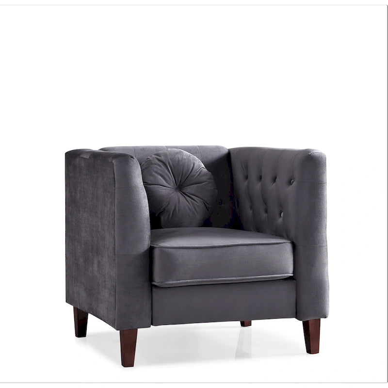 Chaise classique en velours avec pieds en bois