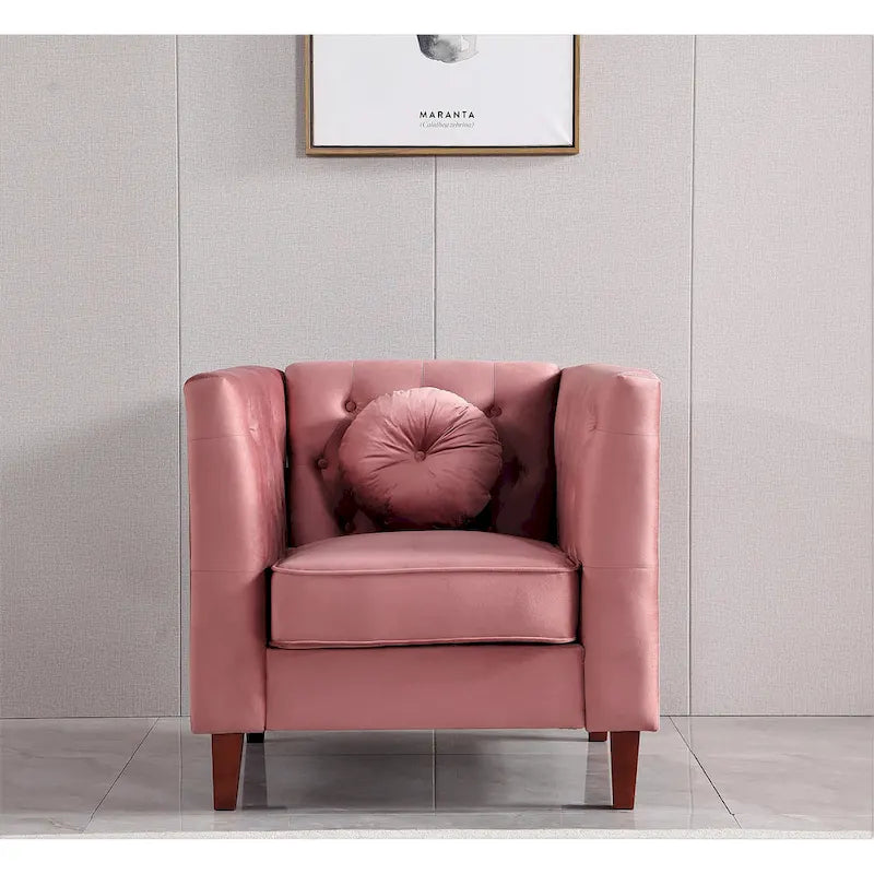 Chaise classique en velours avec pieds en bois
