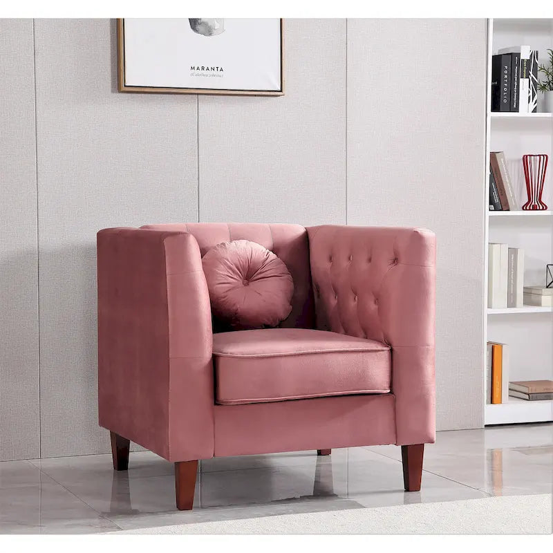 Chaise classique en velours avec pieds en bois
