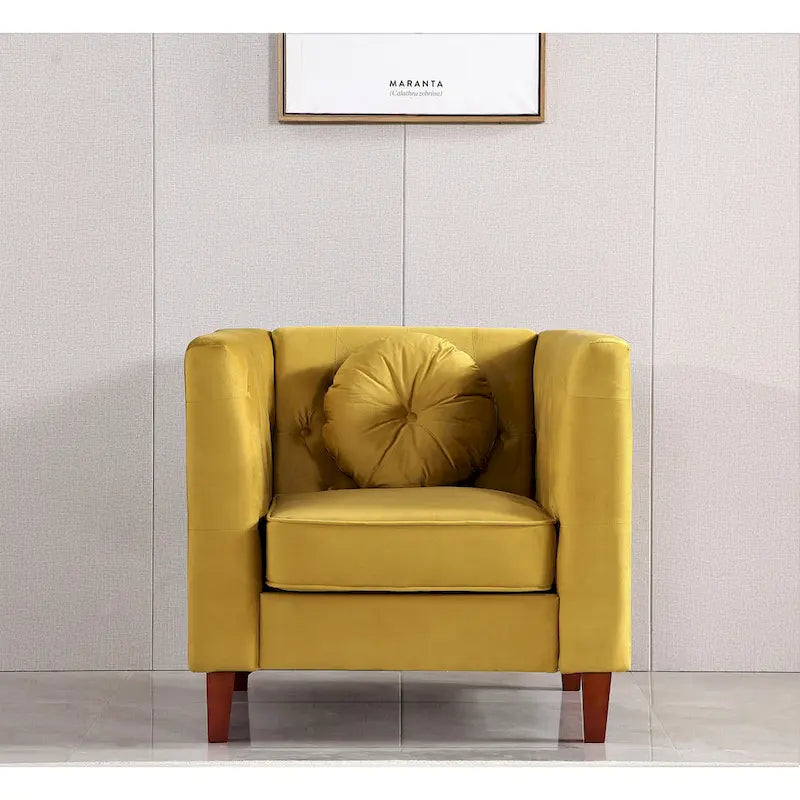 Chaise classique en velours avec pieds en bois