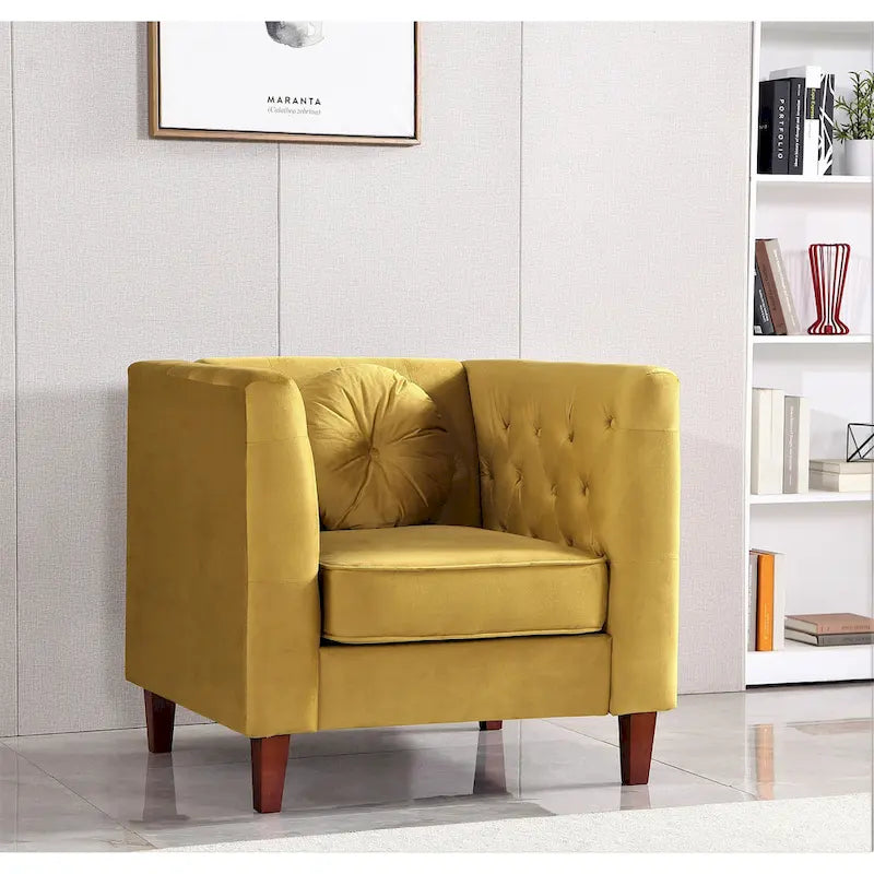 Chaise classique en velours avec pieds en bois