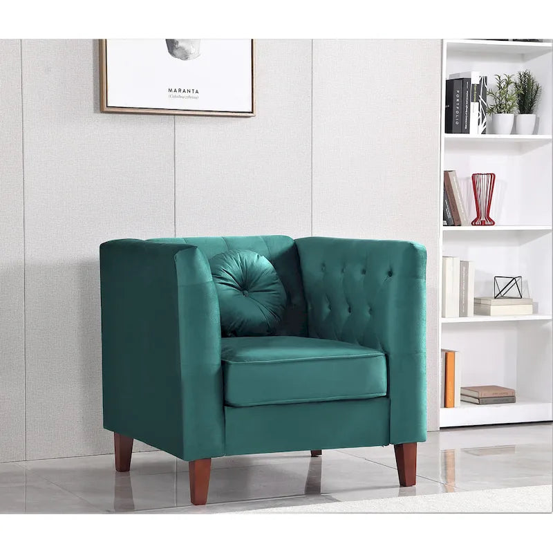 Chaise classique en velours avec pieds en bois
