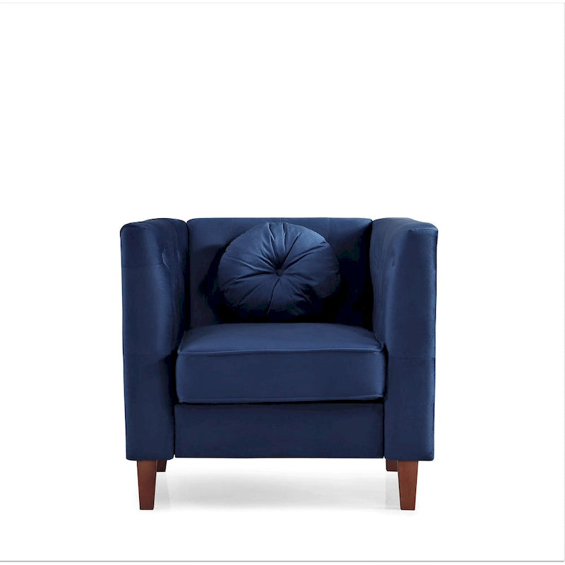 Chaise classique en velours avec pieds en bois