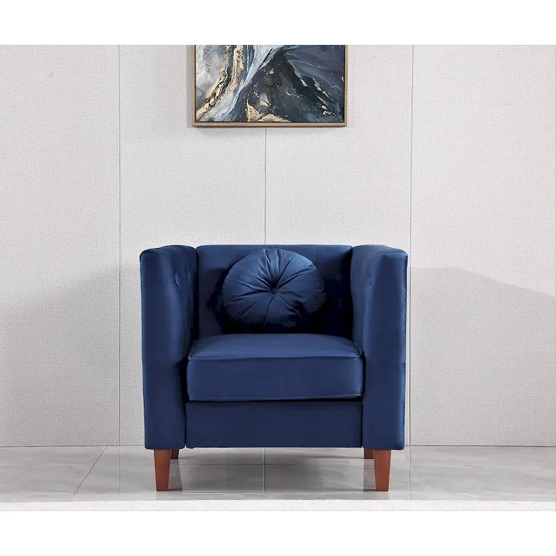 Chaise classique en velours avec pieds en bois