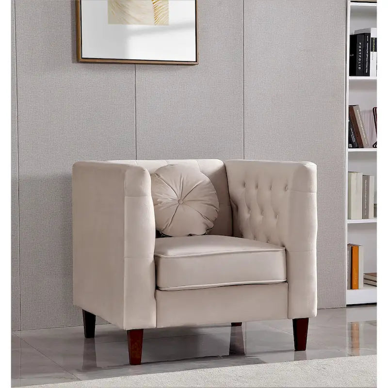 Chaise classique en velours avec pieds en bois