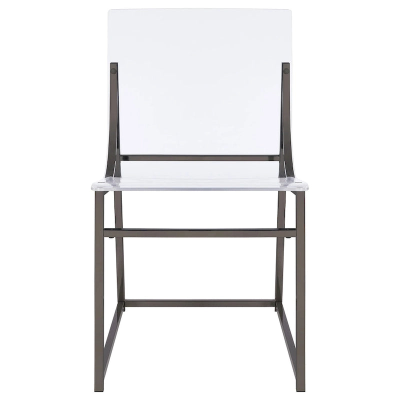 Chaise de salle à manger, assise et dossier en acrylique transparent, nickel noir, 46 cm