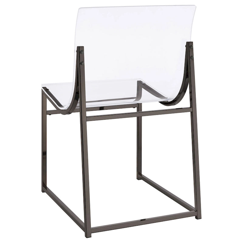 Chaise de salle à manger, assise et dossier en acrylique transparent, nickel noir, 46 cm