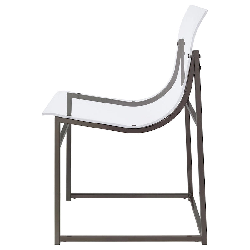 Chaise de salle à manger, assise et dossier en acrylique transparent, nickel noir, 46 cm