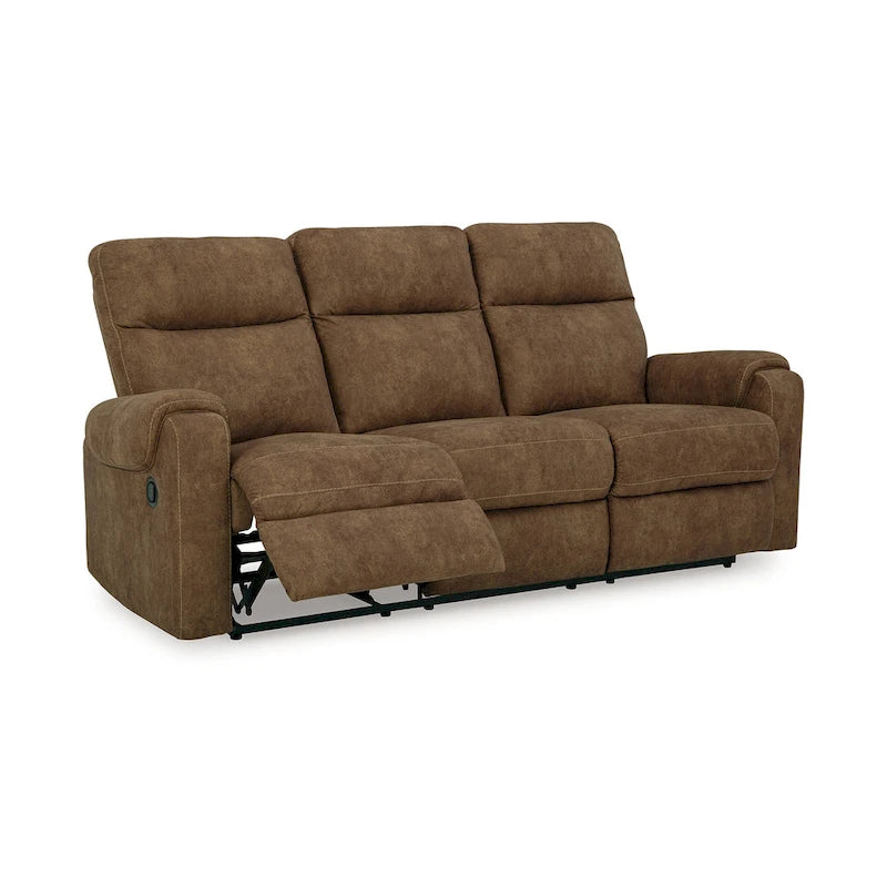 Canapé inclinable manuel, 218 cm, mousse classique, similicuir marron