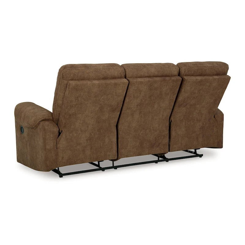 Canapé inclinable manuel, 218 cm, mousse classique, similicuir marron