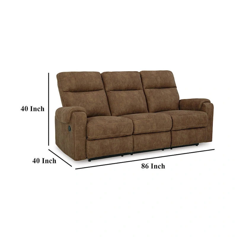 Canapé inclinable manuel, 218 cm, mousse classique, similicuir marron
