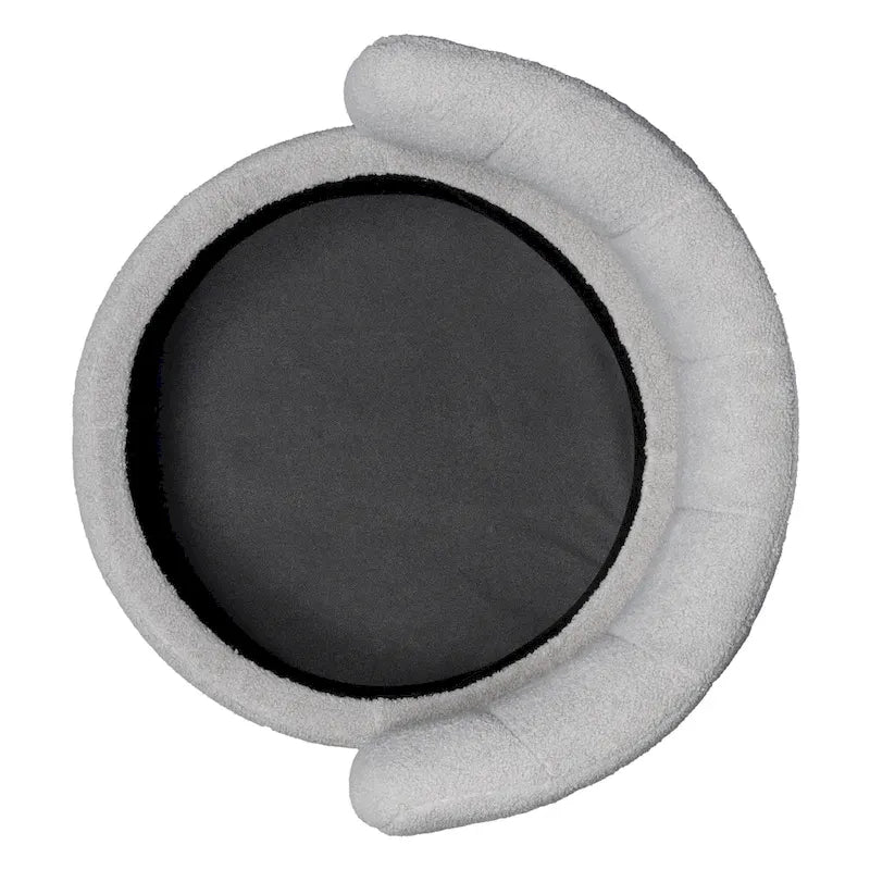 Fauteuil pivotant en tissu bouclé avec rangement intégré, pour salon, gris