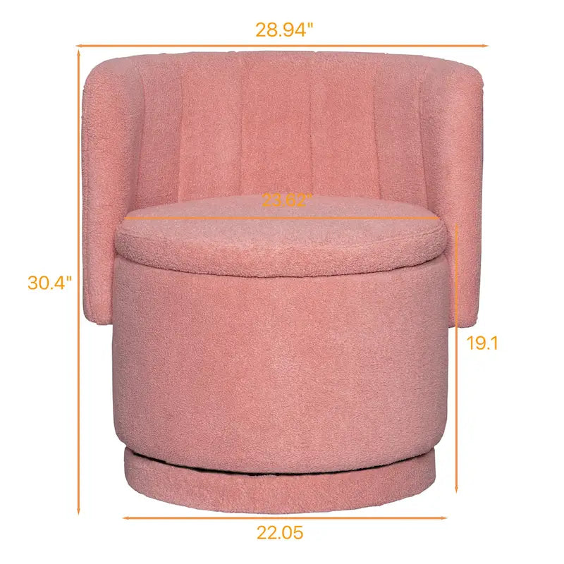 Fauteuil pivotant en tissu bouclé avec rangement intégré, pour salon, gris