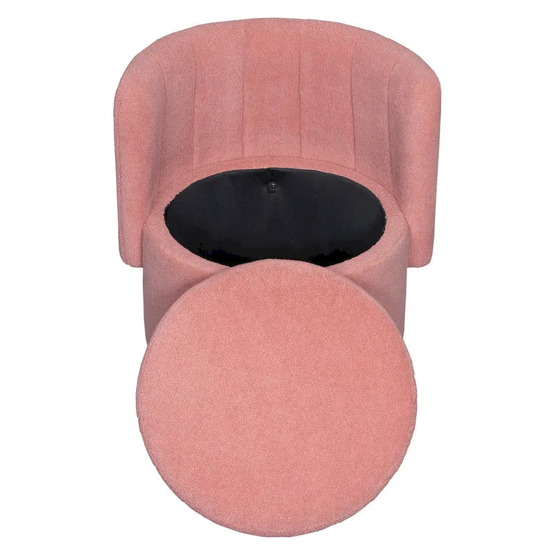 Fauteuil pivotant en tissu bouclé avec rangement intégré, pour salon, gris