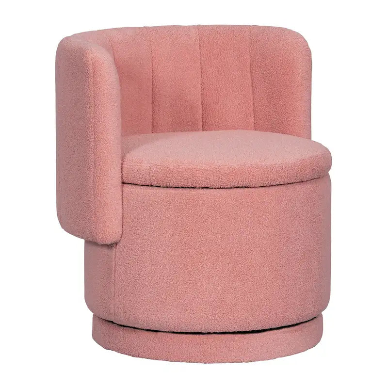Fauteuil pivotant en tissu bouclé avec rangement intégré, pour salon, gris