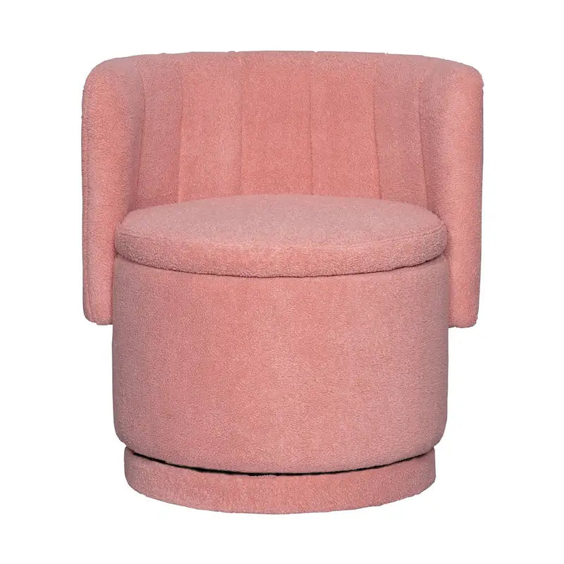 Fauteuil pivotant en tissu bouclé avec rangement intégré, pour salon, gris