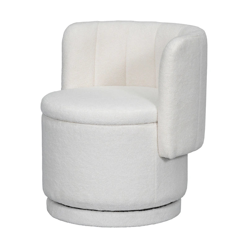 Fauteuil pivotant en tissu bouclé avec rangement intégré, pour salon, gris