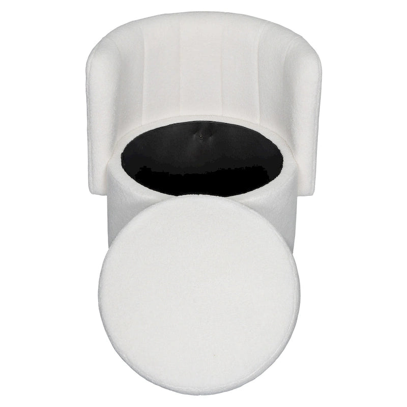 Fauteuil pivotant en tissu bouclé avec rangement intégré, pour salon, gris