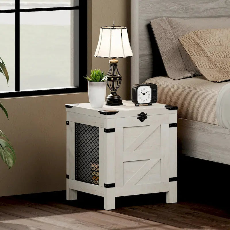 Table d'appoint relevable, table de chevet avec serrure rustique