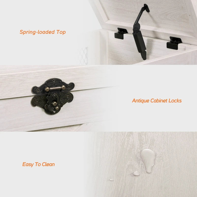 Table d'appoint relevable, table de chevet avec serrure rustique