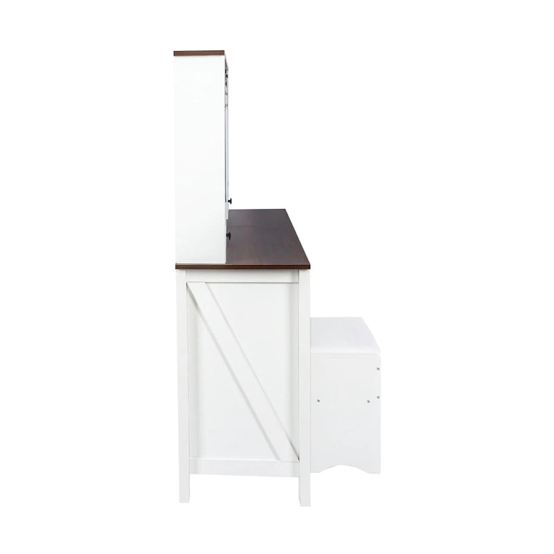 Coiffeuse large avec 4 tiroirs et 1 meuble