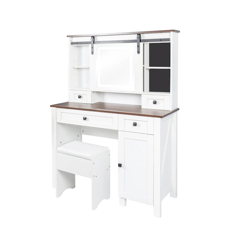 Coiffeuse large avec 4 tiroirs et 1 meuble